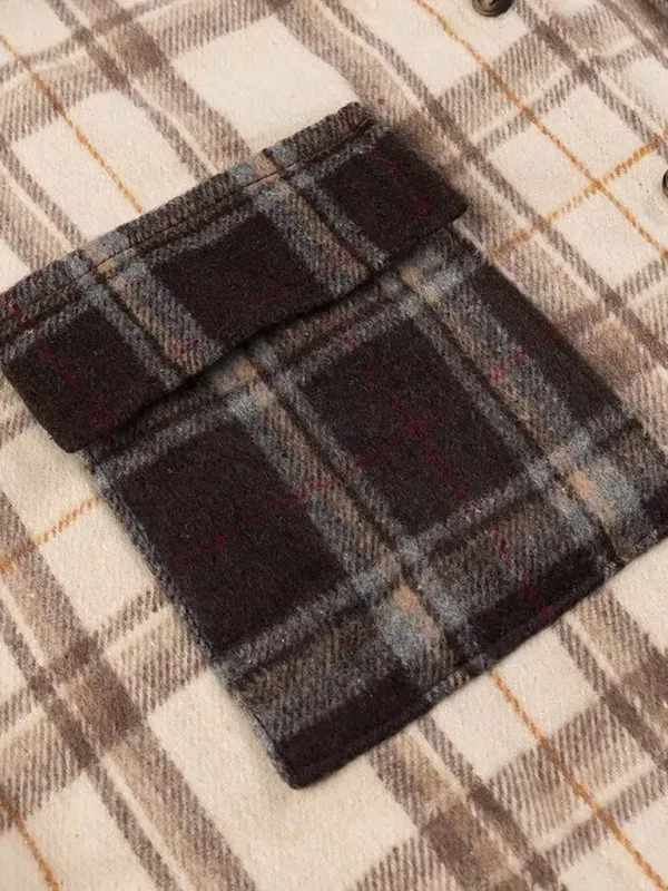 Chic Plaid Shacket with Bold Patchwork Details